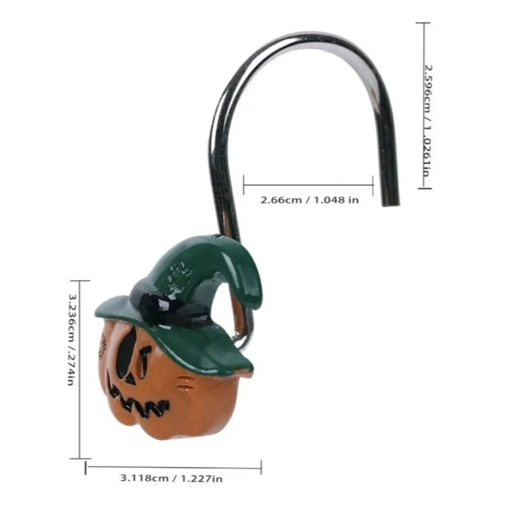 Two Fish Home Fashions Halloween Pumpkin Shower Curtain Hooks Set of 12